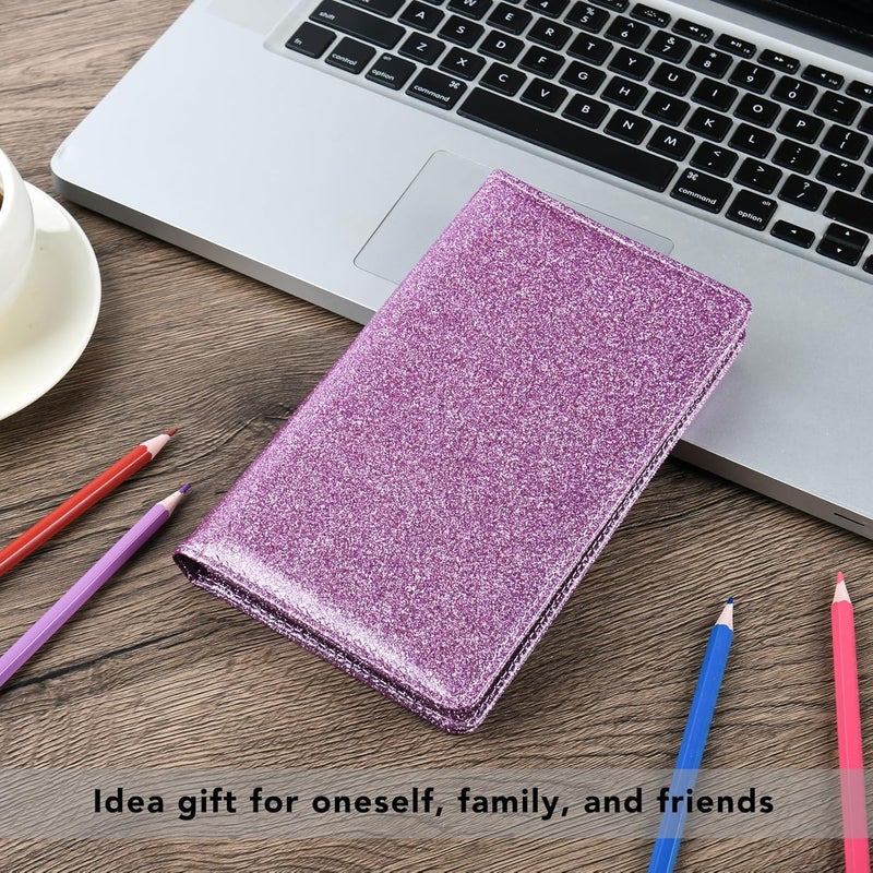 DMFLY Leather Professional Business Card Holder Organizer Book - 300 Card Capacity Premium PU Folder with Soft Cover, Name Card Credit Cards Binder for Men/Women, Starry Purple - Image 2